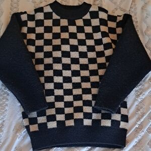 Men's Black and White Checkered Sweater